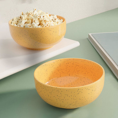 Mustard Marble Ceramic Bowl Set Of 2 - The Earth Store - Bowl